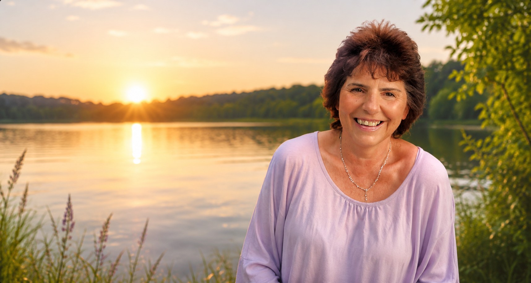 Jacqueline Griska am See im Abendlicht